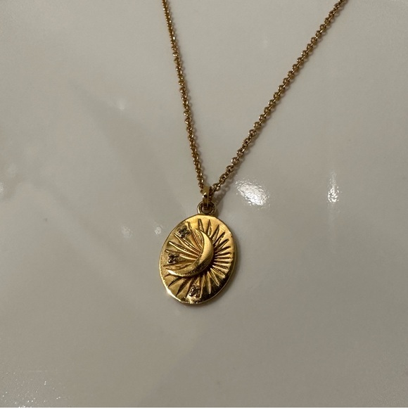 Mejuri Jewelry Mejuri Moon Tarot Sapphire Pendant Necklace 8k Yellow Goldplated Rare Poshmark